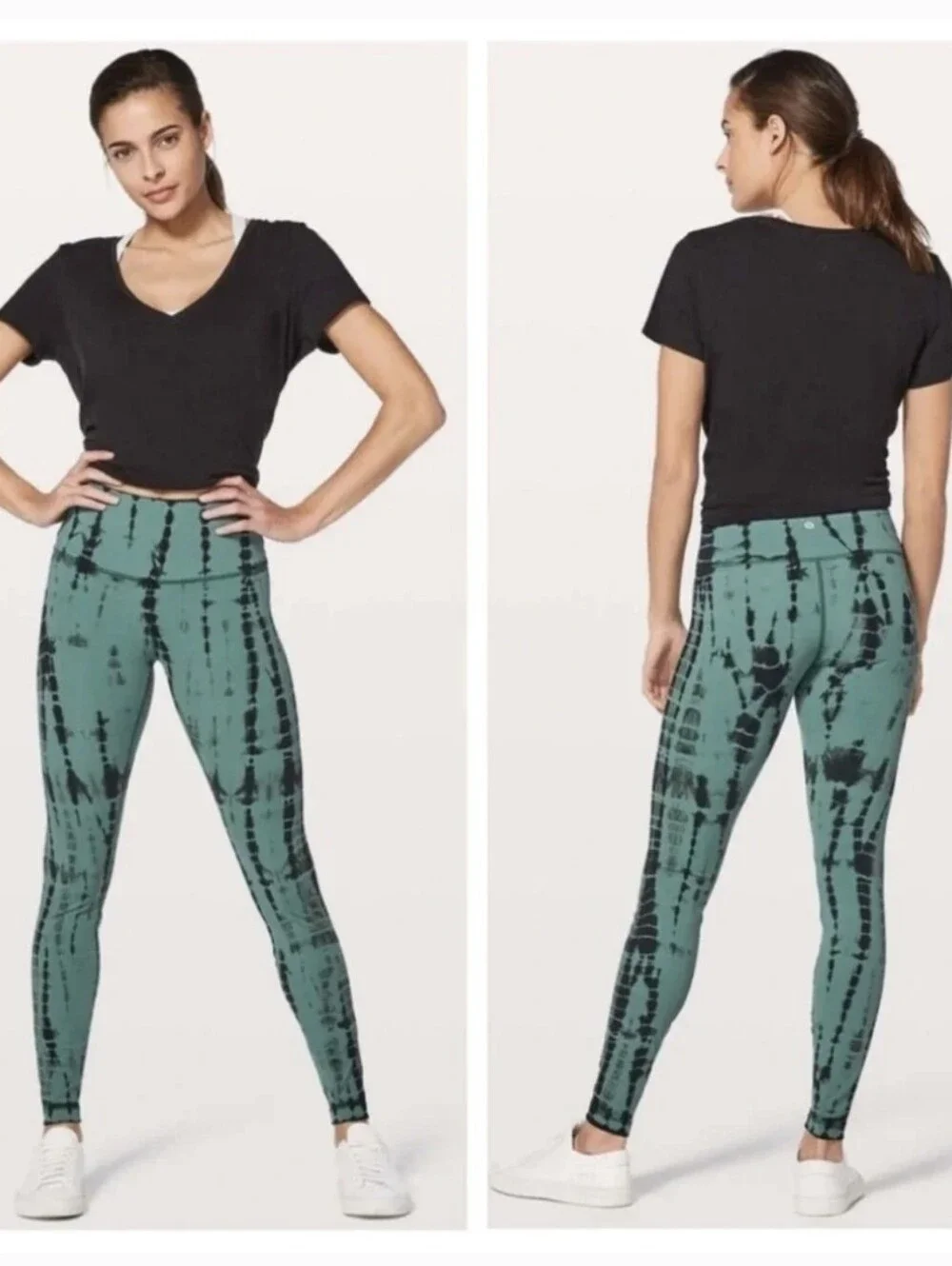 Lululemon Wunder Under Legging Size 8 Mystic Green Black Tie Dye Full Length